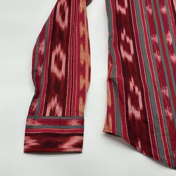 Lauren Ralph Lauren Size Small Red Geo Striped Cotton Voile Button Up Shirt NWT - Picture 10 of 13